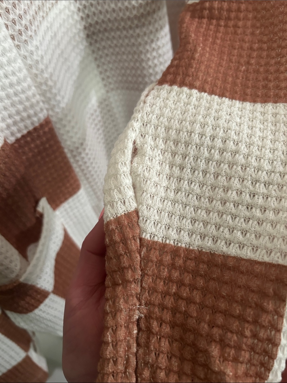 Blakeley Rust & White Checker Open-Front Cardigan - Picture 4 of 4